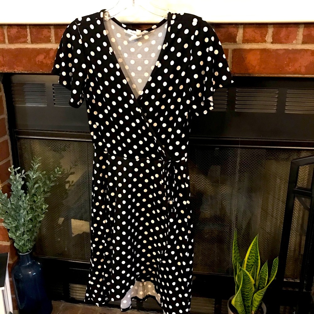 Caution to the Wind Black & White Polka Dot Dress